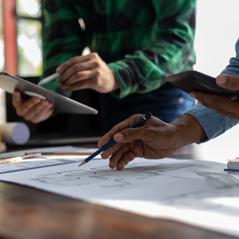 2 people review plans