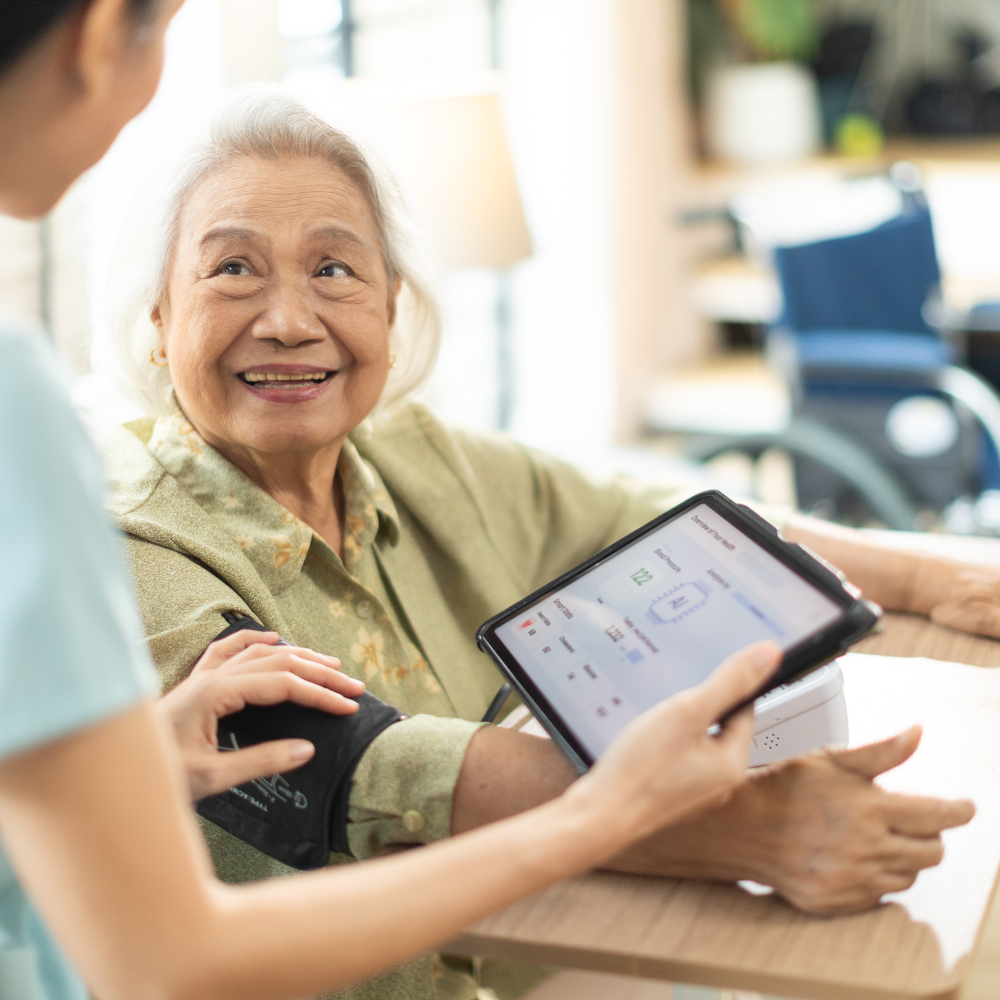 Doctor tests blood pressure of patient
