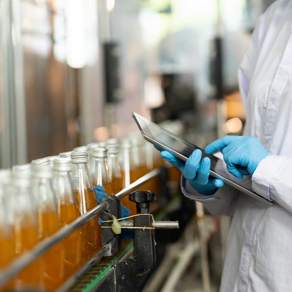 Contaminated bottles on conveyor